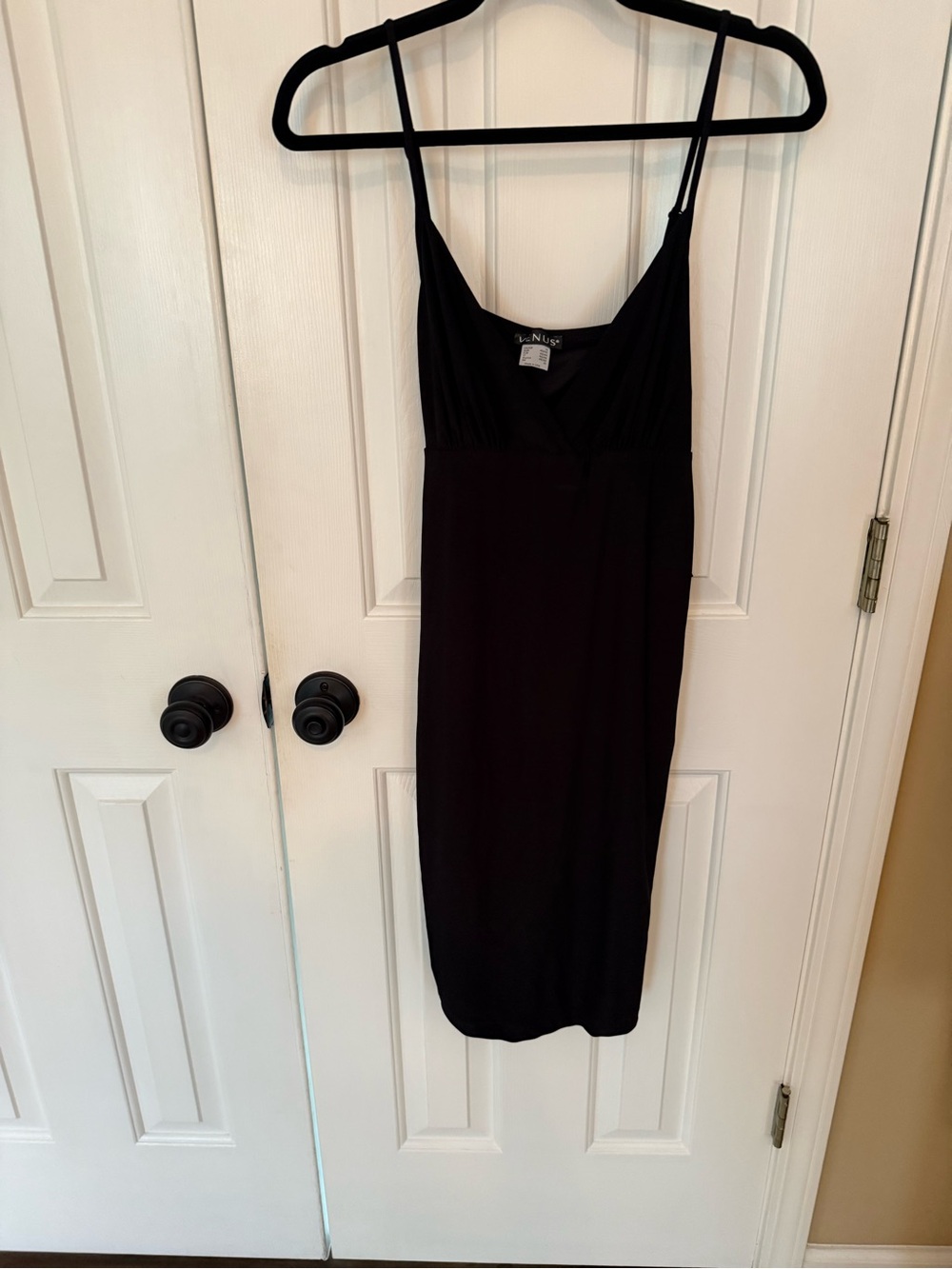 Black Venus bodycon /fitted dress with Spaghetti Straps